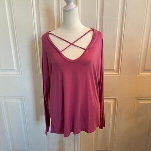 Pink Victoria's Secret Soft Criss Cross Neck Long Sleeve T-Shirt